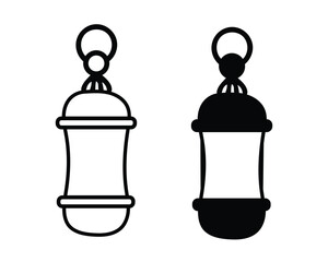 Ramadan lantern outline and solid icons for islamic festival designs