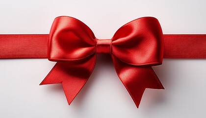 Elegant Red Ribbon Bow Tied On A White Surface