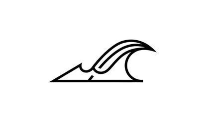 Minimalist Line Art Illustration of Ocean Wave with Clean and Simple Design
