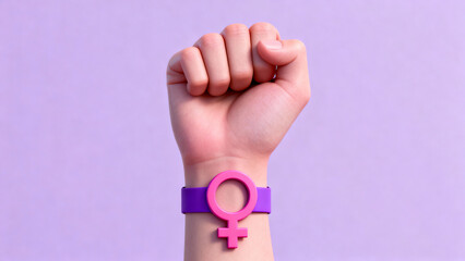 Clenched fist as a symbol of feminist struggle with female symbol. International Day for the Elimination of Violence against Women. November 25. Feminism.