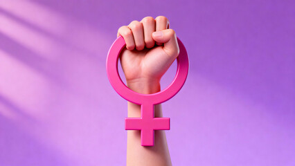 Clenched fist as a symbol of feminist struggle with female symbol. International Day for the Elimination of Violence against Women. November 25. Feminism.