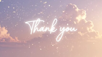 thank you greeting with festive stars and decorations