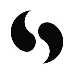 Abstract black and white symbol design, with two connected shapes resembling a stylized artistic representation, perfect for modern branding