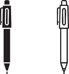Two simple pen silhouettes one black one outline isolated on transparent background