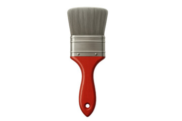 Paintbrush with red handle and gray bristles, a versatile tool for various painting tasks, isolated on transparent background