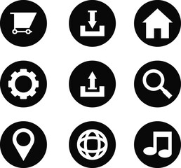 Flat Black and White Basic UI Icon Set