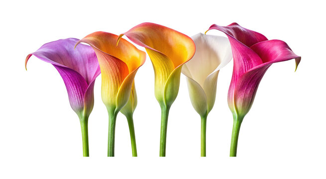 A Vibrant Row of Calla Lilies in a Variety of Colors - Powered by Adobe