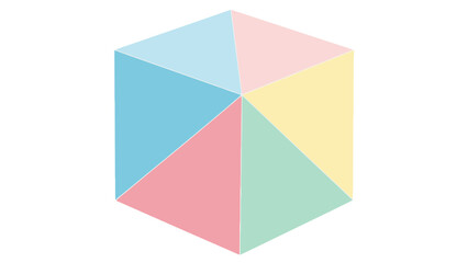 Geometric prism divided into six triangular facets in pastel colors