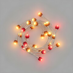 A refined, engaging variation of isolated twisted fairy light rope with warm neon gradient bulbs, high-clarity transparent cutout, no drop shadows, realistic glow maintained, Christmas decoration