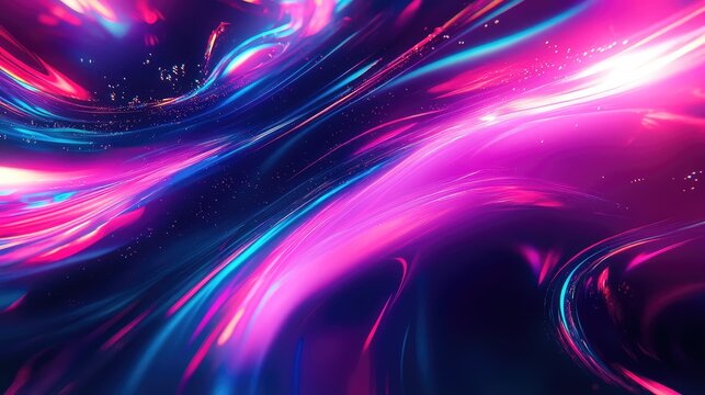 Abstract glowing vibrant neon light trails energy