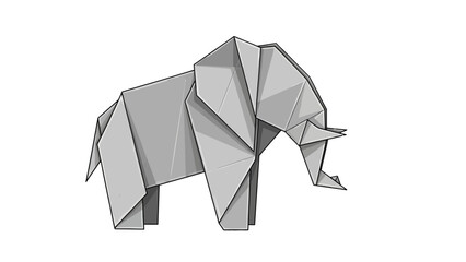 Origami elephant on white background