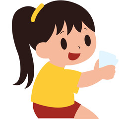 Smiling girl giving thumbs up, promoting good hygiene habits, positive reinforcement in kids’ health education.