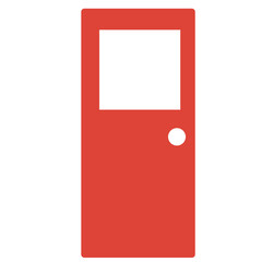 Clean red door symbolizing entry hygiene, suitable for school, hospital, or home cleanliness education.