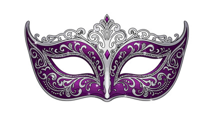 Ornate purple and silver Venetian mask