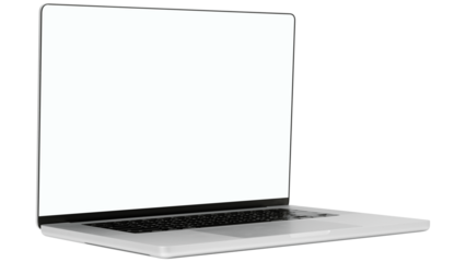 laptop, blank screen laptop, computer, notebook computer, modern laptop, portable computer, digital device, technology, tech device, open laptop, white background, isolated laptop, empty screen, works