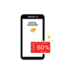 vector gift voucher alert on smartphone concept 