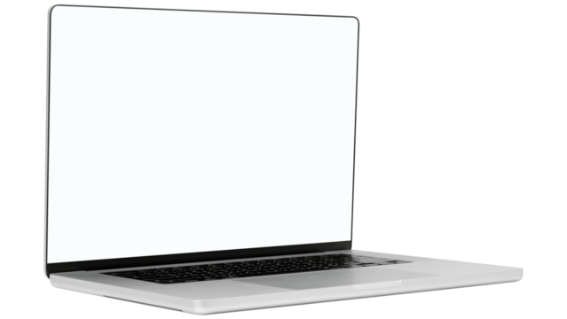 laptop, blank screen laptop, computer, notebook computer, modern laptop, portable computer, digital device, technology, tech device, open laptop, white background, isolated laptop, empty screen, works