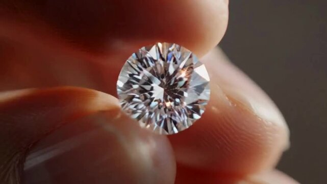 Sparkling Diamond Close-Up Hand Holding A Brilliant Cut Gem for Jewelry and Investment
