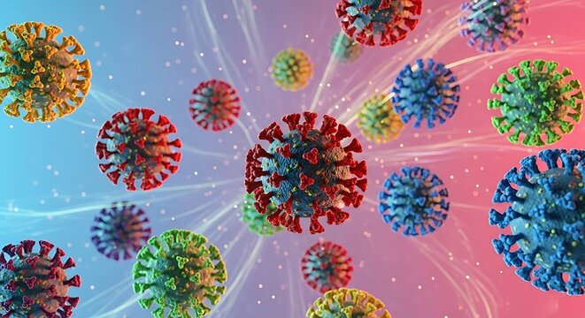 Coronavirus Outbreak - Microscopic View of Viral Particles and Transmission. - Powered by Adobe