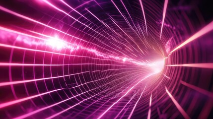 Abstract grid tunnel moving through digital data stream