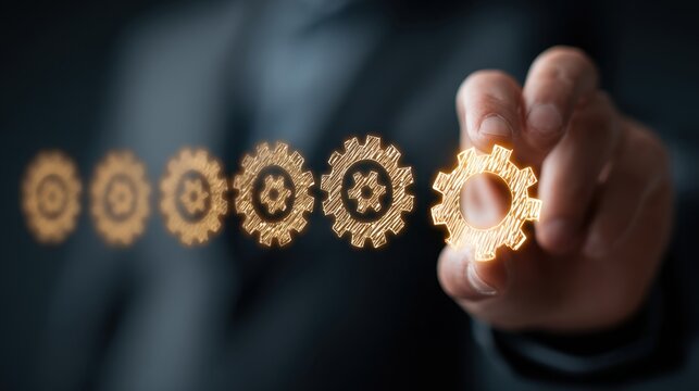 Gold gears represent continuous improvement and outstanding performance in business excellence