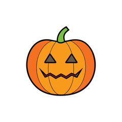 cartoon halloween pumpkin icon on white background