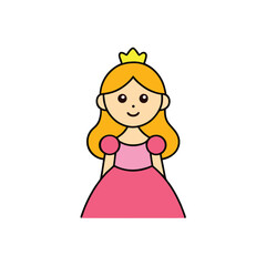 cartoon princess vector icon on white background