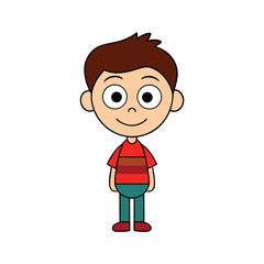 funny cartoon boy icon on white background