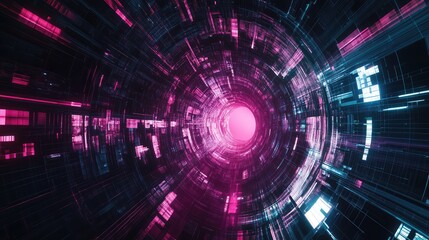 Obraz premium Digital data tunnel creating futuristic network communication background