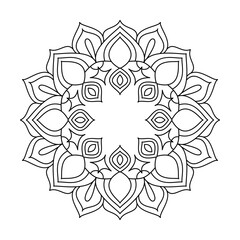 Floral art pattern mandala coloring book page
