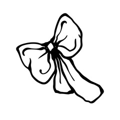 Doodles of a decorative holiday bow. Vector graphics.