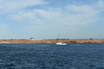 Yacht "Saturday" off the Black Sea coast in the vicinity of Sevastopol, Crimean Peninsula