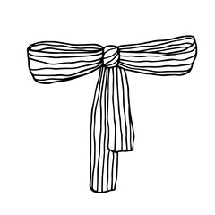 Doodles of a decorative holiday bow. Vector graphics.