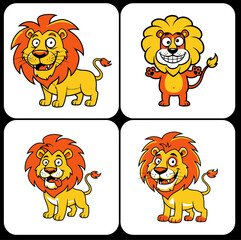 Four cartoon laptops with faces and keyboards,  Cute computer mascots showing different moods,  Playful tech device characters for kids