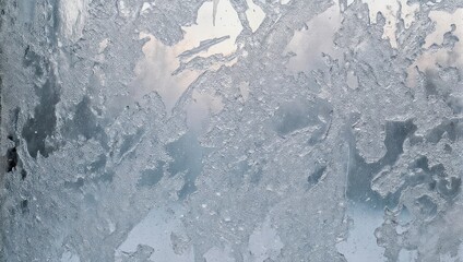 Intricate frost patterns on a window pane, winter wonderland abstract.
