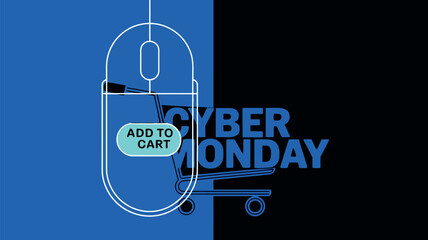 Cyber Monday Shopping with Mouse and Cart Icon