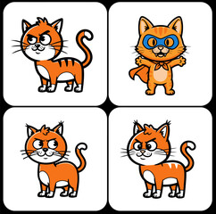 Four cartoon mushrooms with faces and spots,  Cute fantasy mushroom characters in a forest,  Playful toadstool mascots for kids stories