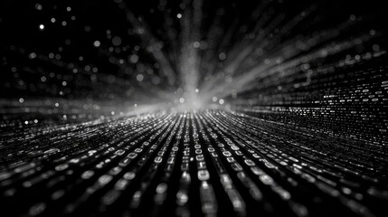 Binary data stream flowing in digital network