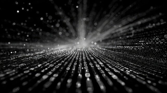 Binary data stream flowing in digital network