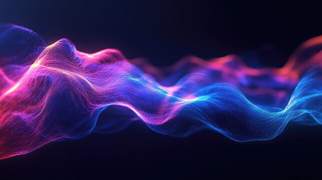 Abstract digital audio sound wave particles flowing background