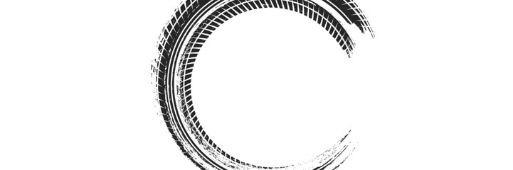 Auto tire tread grunge element. Car and motorcycle tire pattern, wheel tyre tread track. Black tyre print. © Ribut