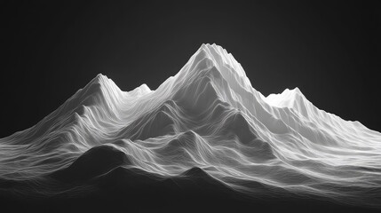 Wireframe mountain peak structure displaying abstract digital topography