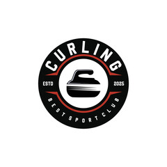 Simple curling sport logo vector with curling emblem