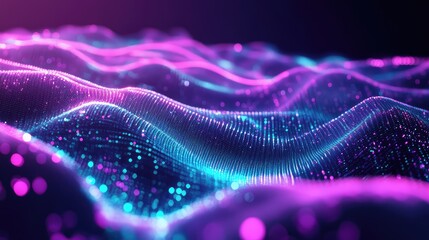 Digital data waves flowing network technology background