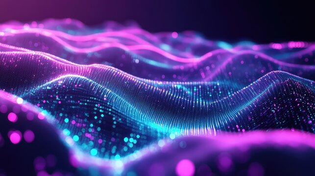 Digital data waves flowing network technology background