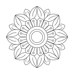 Bloom wave pattern mandala coloring book page