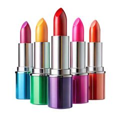 Obraz premium A collection of five colorful lipsticks