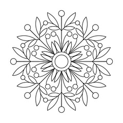 Mandala of ornate flower flow coloring book page