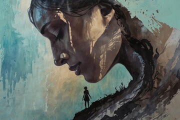 I Am Here &ndash; AI-generated surreal poster illustrating the presence of digital surveillance, online connectivity, and modern virtual life in a symbolic artistic form.