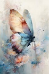 Fairy Butterfly &ndash; A soft, light-toned butterfly illustration that beautifully imitates a watercolor painting, delicate and airy like a dream.